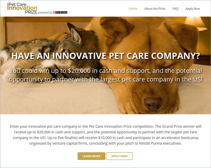Pet Care Innovation Prize home page